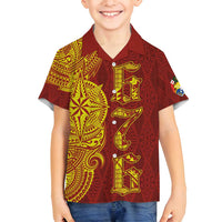 Tonga 676 Ngatu Tribal Tattoo Family Matching Tank Maxi Dress and Hawaiian Shirt LT03 Son's Shirt Red - Polynesian Pride