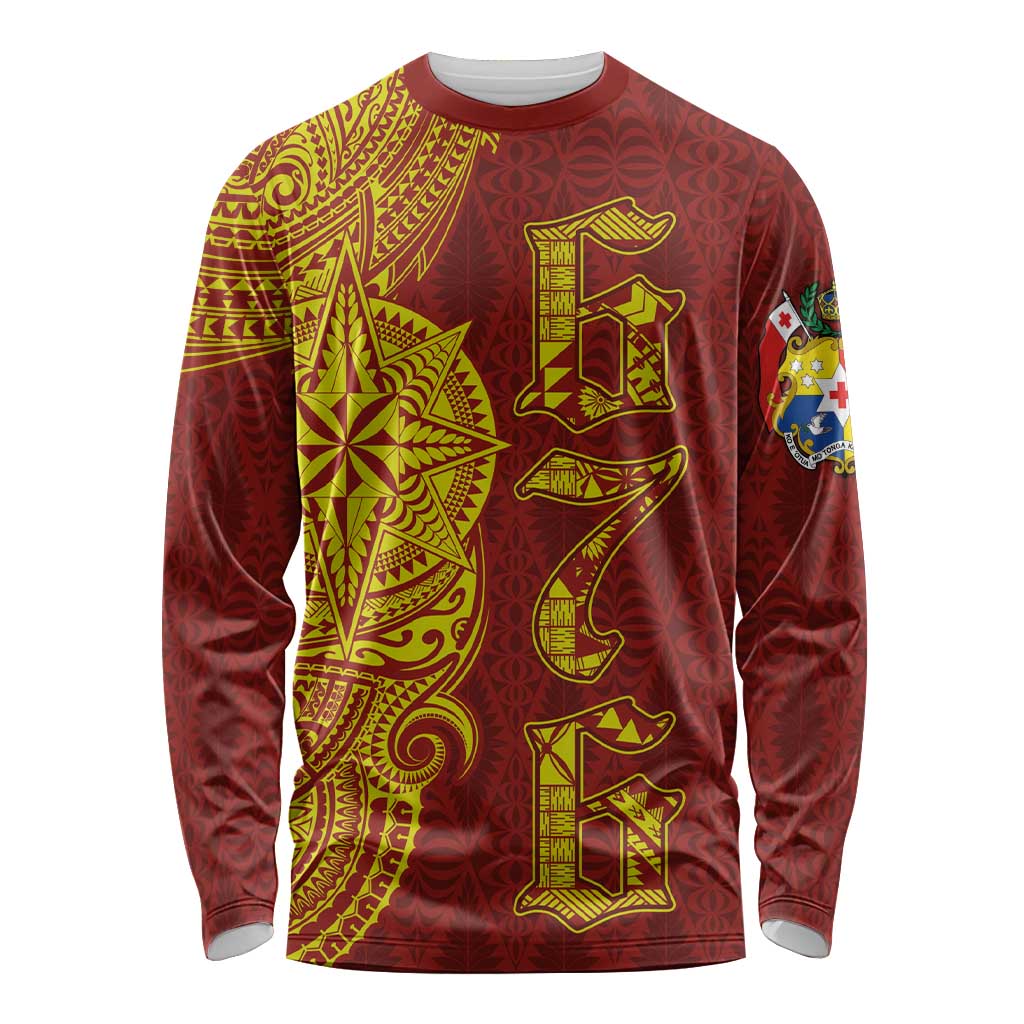 Tonga 676 Ngatu Tribal Tattoo Long Sleeve Shirt LT03 Unisex Red - Polynesian Pride