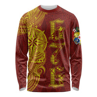Tonga 676 Ngatu Tribal Tattoo Long Sleeve Shirt LT03 Unisex Red - Polynesian Pride