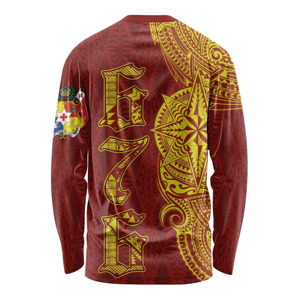Tonga 676 Ngatu Tribal Tattoo Long Sleeve Shirt LT03 - Polynesian Pride