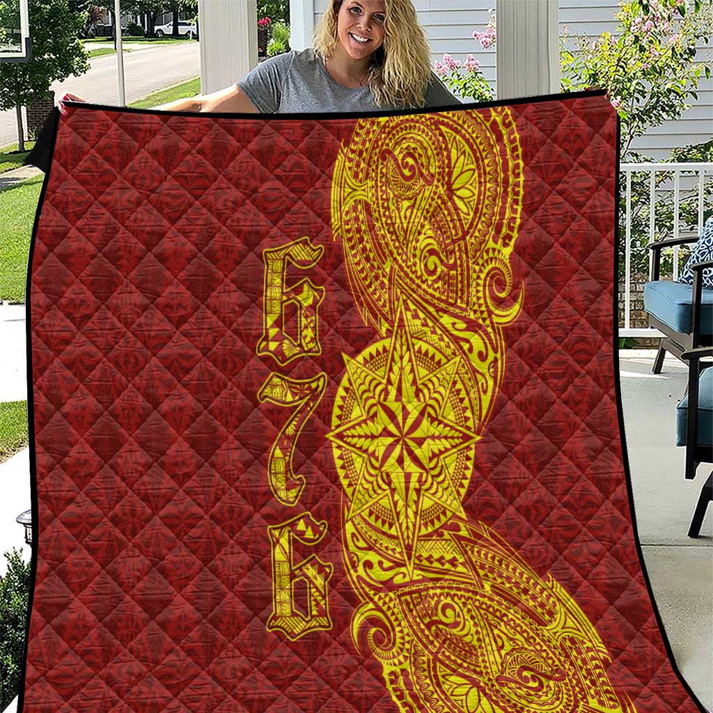 Tonga 676 Ngatu Tribal Tattoo Quilt LT03 Red - Polynesian Pride