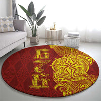 Tonga 676 Ngatu Tribal Tattoo Round Carpet LT03 - Polynesian Pride