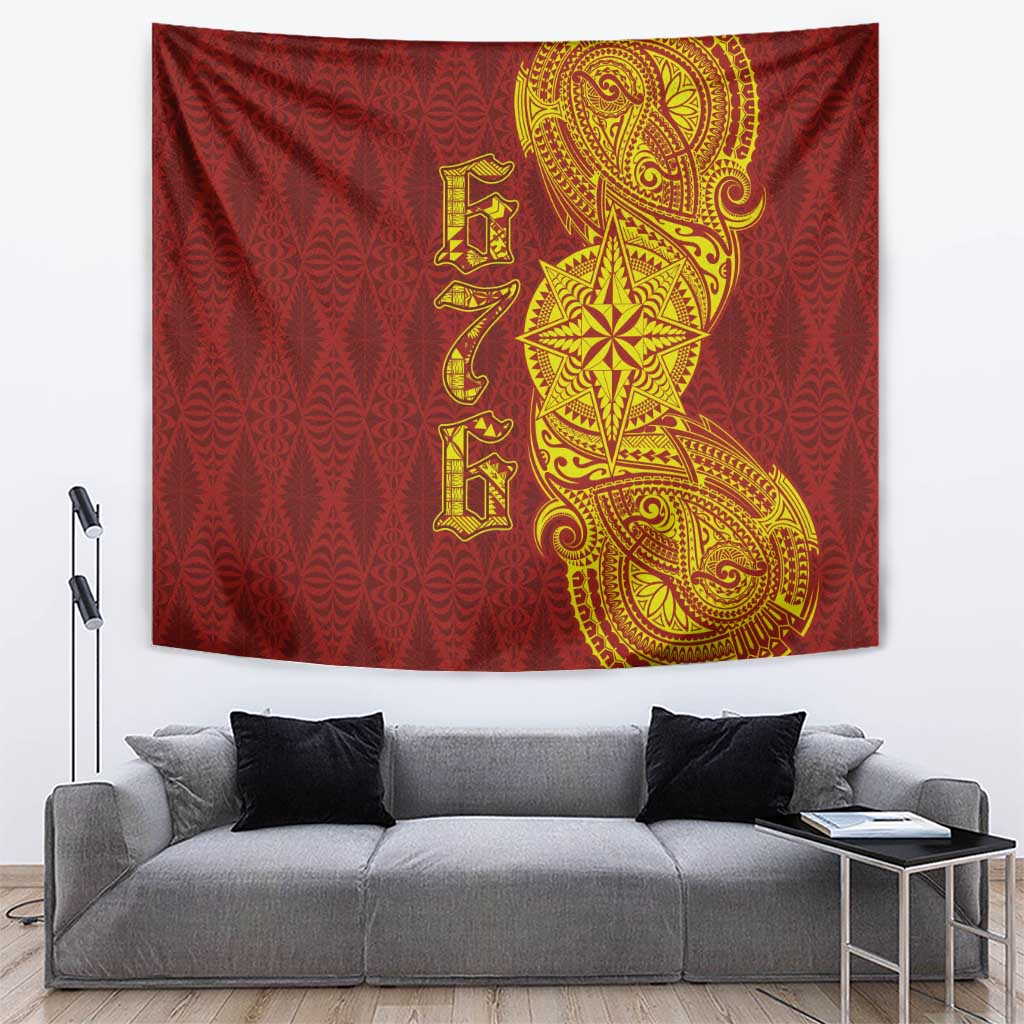 Tonga 676 Ngatu Tribal Tattoo Tapestry LT03 Red - Polynesian Pride