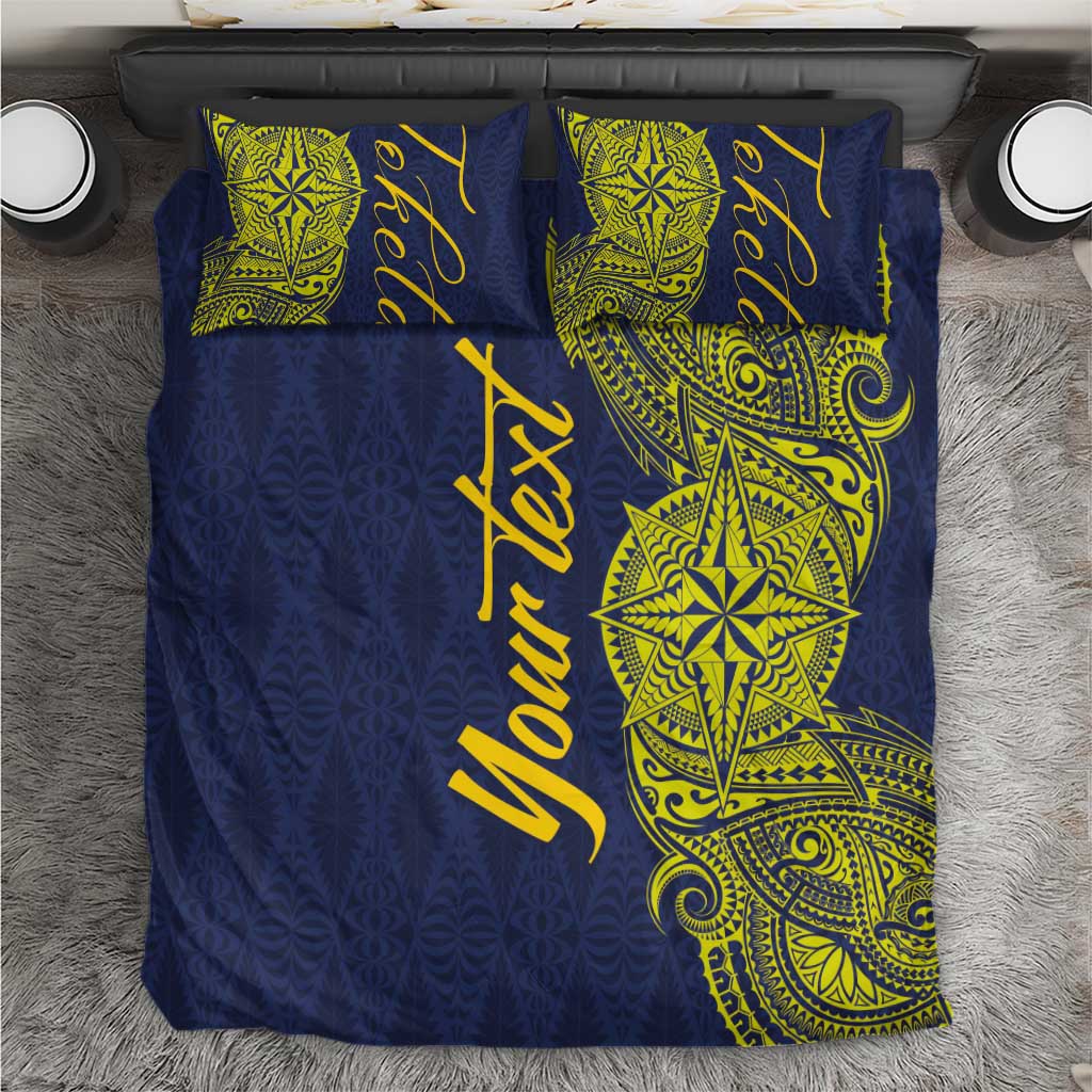 Personalised Tokelau Classic Ngatu Motifs Bedding Set LT03 Blue - Polynesian Pride