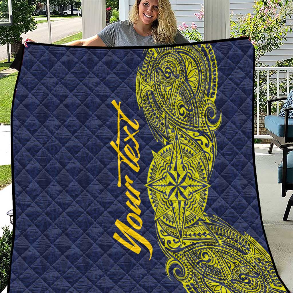 Personalised Tokelau Classic Ngatu Motifs Quilt LT03 Blue - Polynesian Pride