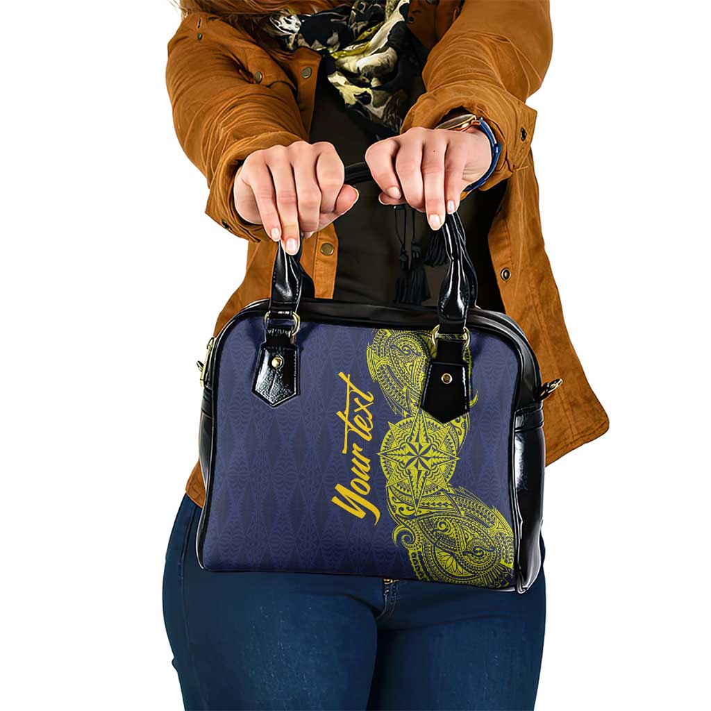 Personalised Tokelau Classic Ngatu Motifs Shoulder Handbag LT03 One Size Blue - Polynesian Pride