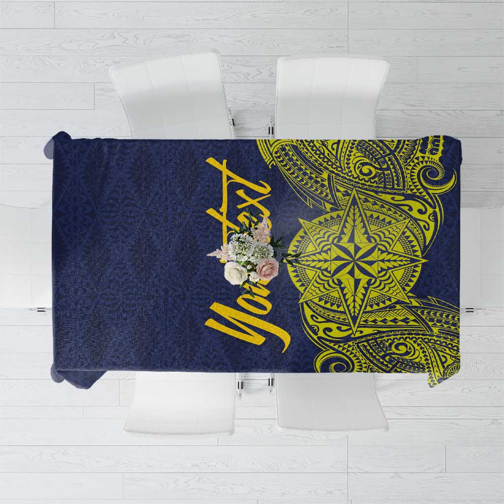 Personalised Tokelau Classic Ngatu Motifs Tablecloth LT03 Blue - Polynesian Pride