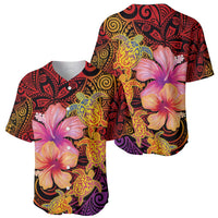 Hawaiian Hibiscus Turtle Tribal Polynesian Pattern Baseball Jersey Colorful Color LT03 - Polynesian Pride