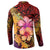 Hawaiian Hibiscus Turtle Tribal Polynesian Pattern Button Sweatshirt Colorful Color