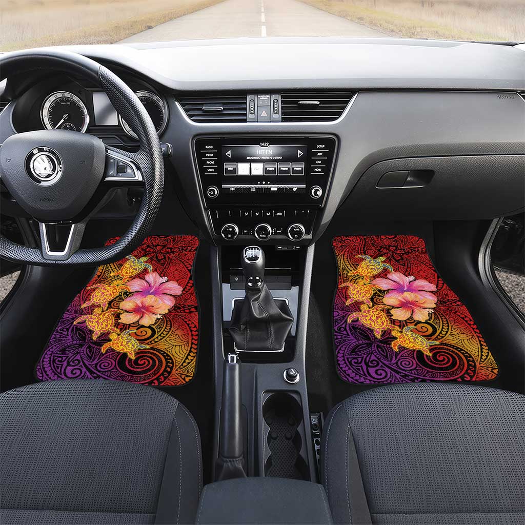 Hawaiian Hibiscus Turtle Tribal Polynesian Pattern Car Mats Colorful Color