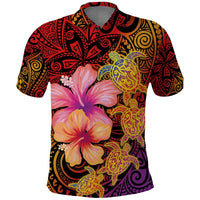 Hawaiian Hibiscus Turtle Tribal Polynesian Pattern Polo Shirt Colorful Color