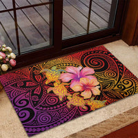 Hawaiian Hibiscus Turtle Tribal Polynesian Pattern Rubber Doormat Colorful Color LT03 - Polynesian Pride