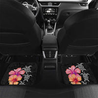 Hawaiian Hibiscus Turtle Tribal Polynesian Pattern Car Mats Black Color