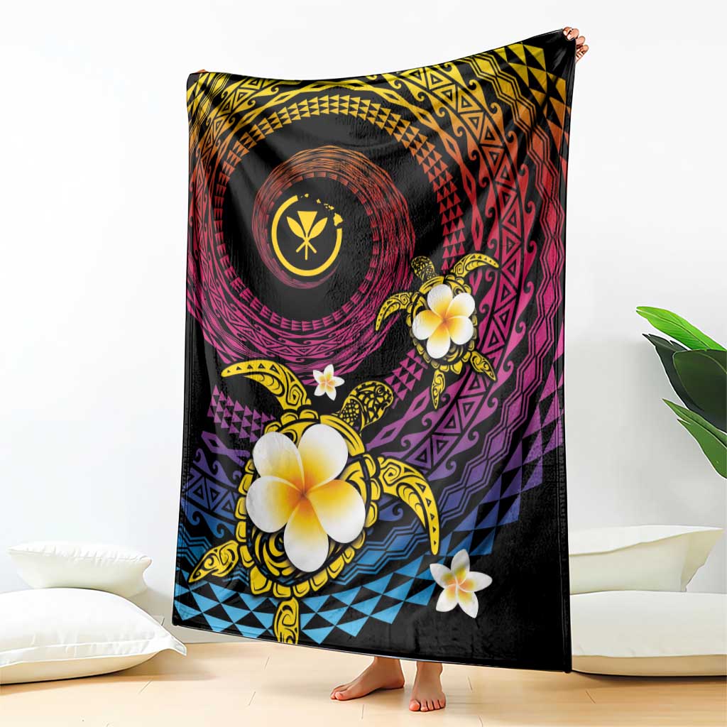 Hawaiian Plumeria Turtle Tribal Spiral Polynesian Tattoo Blanket Fanciful Color LT03 - Polynesian Pride