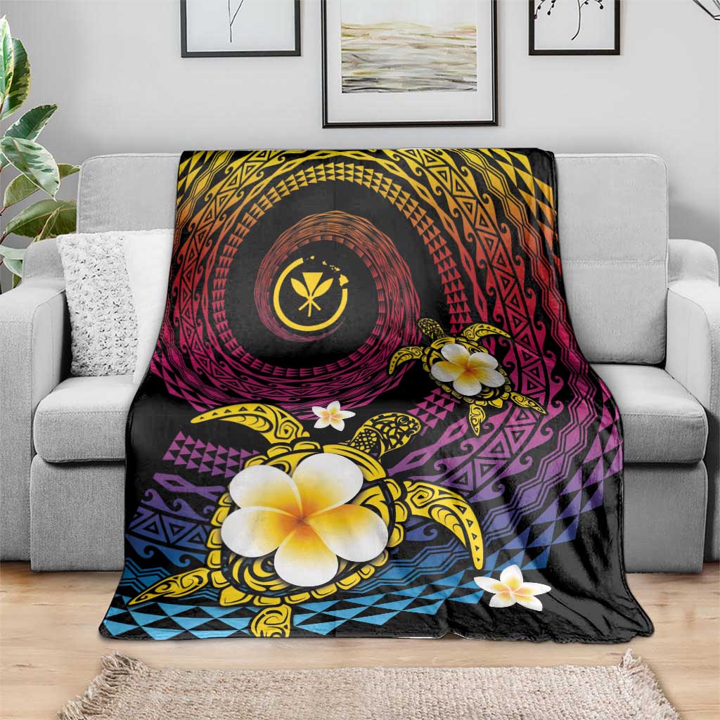 Hawaiian Plumeria Turtle Tribal Spiral Polynesian Tattoo Blanket Fanciful Color LT03 - Polynesian Pride