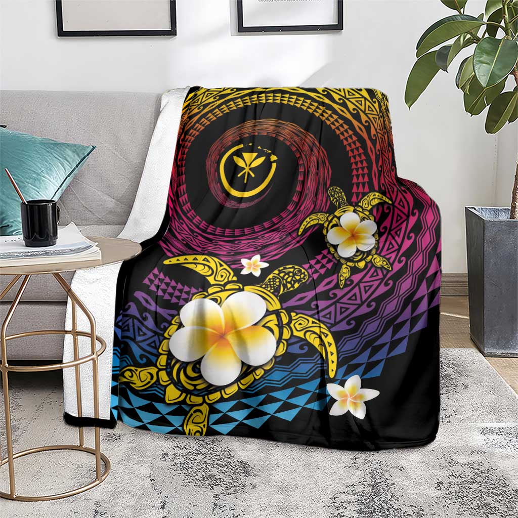 Hawaiian Plumeria Turtle Tribal Spiral Polynesian Tattoo Blanket Fanciful Color LT03 - Polynesian Pride