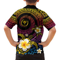 Hawaiian Plumeria Turtle Tribal Spiral Polynesian Tattoo Family Matching Long Sleeve Bodycon Dress and Hawaiian Shirt Fanciful Color LT03 - Polynesian Pride