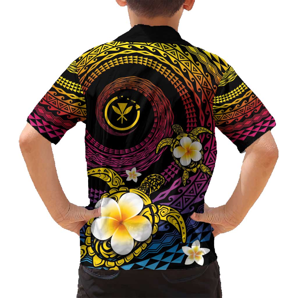 Hawaiian Plumeria Turtle Tribal Spiral Polynesian Tattoo Family Matching Tank Maxi Dress and Hawaiian Shirt Fanciful Color LT03 - Polynesian Pride