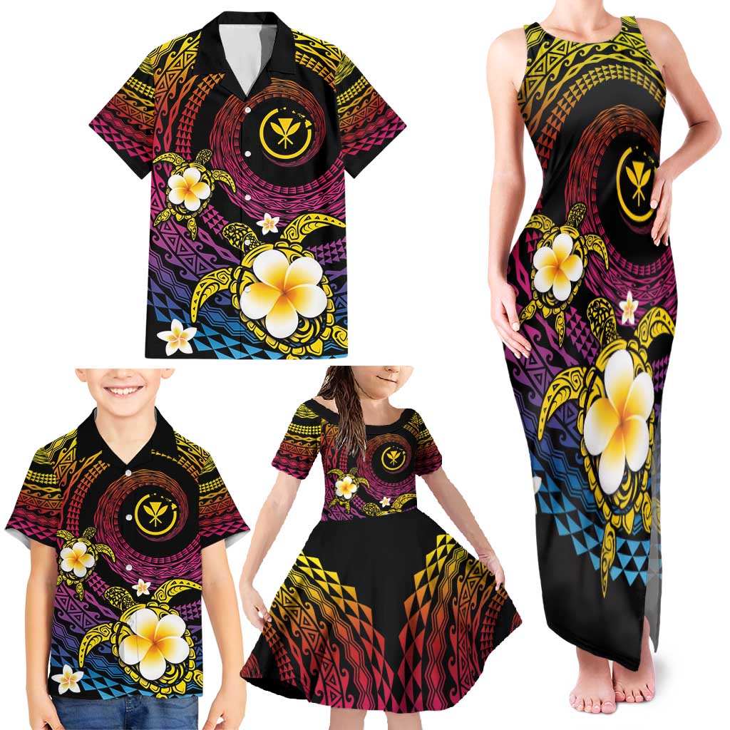 Hawaiian Plumeria Turtle Tribal Spiral Polynesian Tattoo Family Matching Tank Maxi Dress and Hawaiian Shirt Fanciful Color LT03 - Polynesian Pride