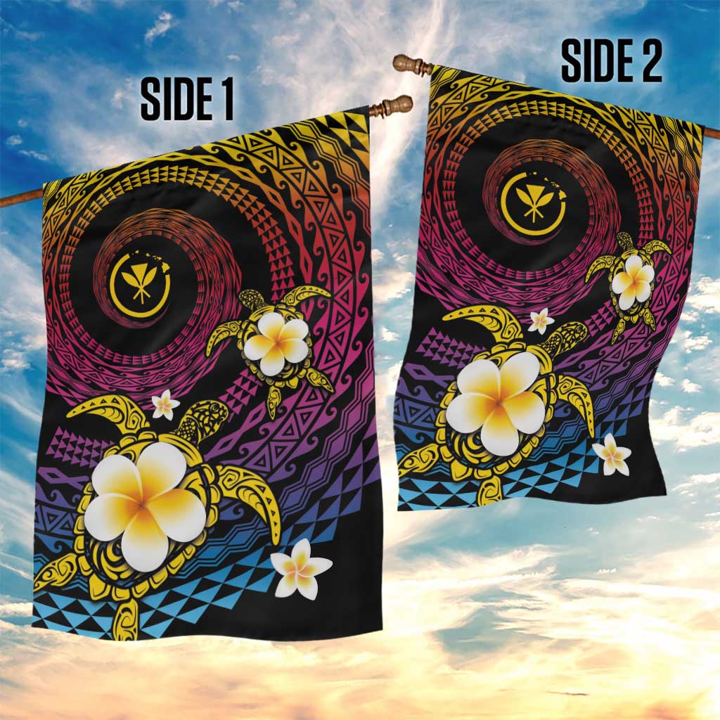 Hawaiian Plumeria Turtle Tribal Spiral Polynesian Tattoo Garden Flag Fanciful Color