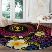 Hawaiian Plumeria Turtle Tribal Spiral Polynesian Tattoo Round Carpet Fanciful Color LT03 - Polynesian Pride