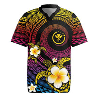 Hawaiian Plumeria Turtle Tribal Spiral Polynesian Tattoo Rugby Jersey Fanciful Color