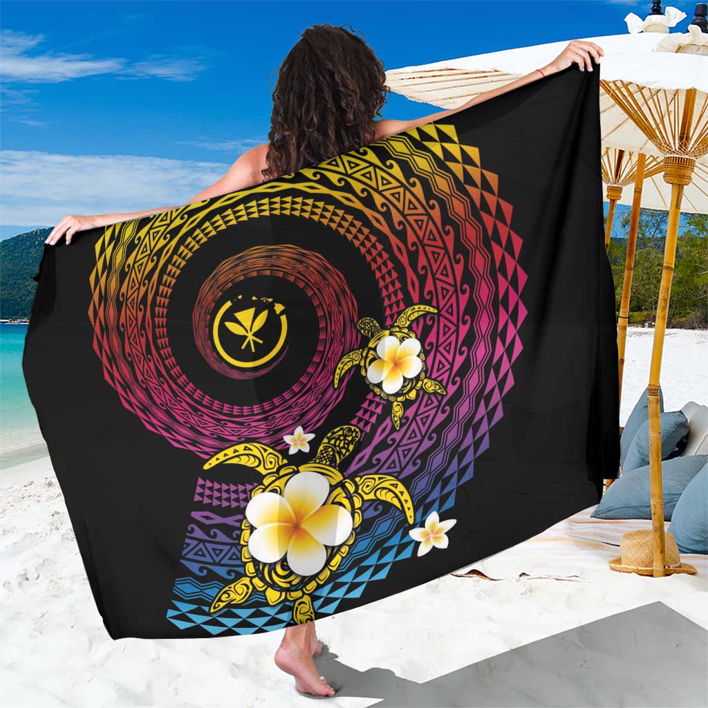 Hawaiian Plumeria Turtle Tribal Spiral Polynesian Tattoo Sarong Fanciful Color LT03 One Size 44 x 66 inches Gradient - Polynesian Pride