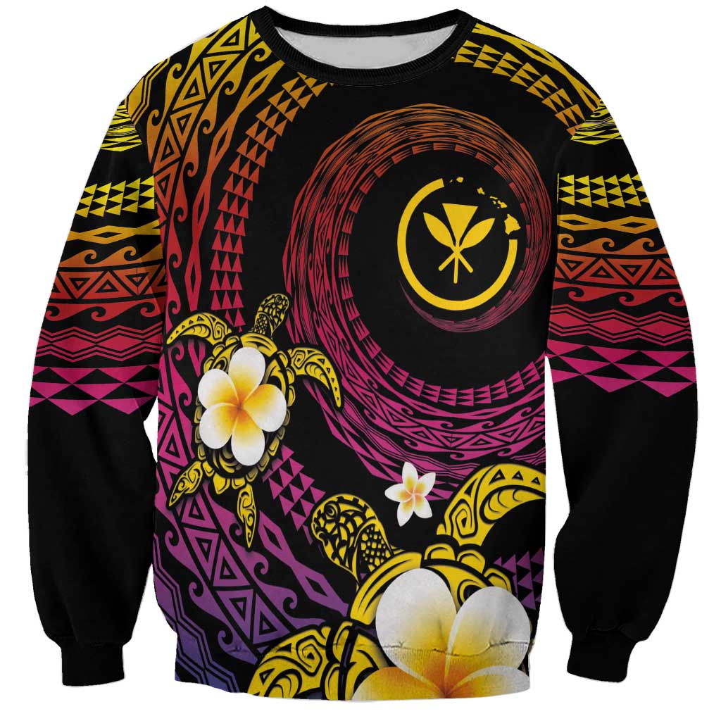 Hawaiian Plumeria Turtle Tribal Spiral Polynesian Tattoo Sweatshirt Fanciful Color