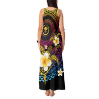 Hawaiian Plumeria Turtle Tribal Spiral Polynesian Tattoo Tank Maxi Dress Fanciful Color
