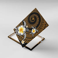 Hawaiian Plumeria Turtle Tribal Spiral Polynesian Tattoo Canvas Wall Art Gold Color