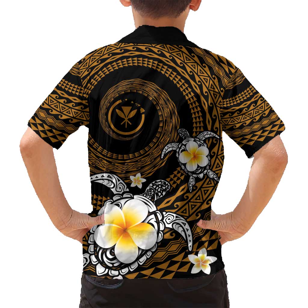 Hawaiian Plumeria Turtle Tribal Spiral Polynesian Tattoo Family Matching Tank Maxi Dress and Hawaiian Shirt Gold Color LT03 - Polynesian Pride