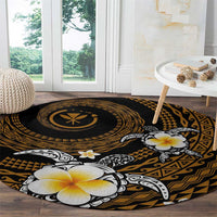 Hawaiian Plumeria Turtle Tribal Spiral Polynesian Tattoo Round Carpet Gold Color LT03 - Polynesian Pride