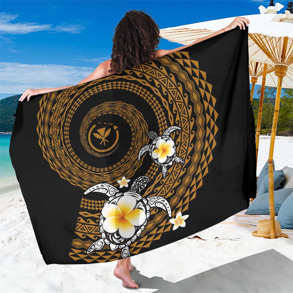 Hawaiian Plumeria Turtle Tribal Spiral Polynesian Tattoo Sarong Gold Color LT03 One Size 44 x 66 inches Gold - Polynesian Pride