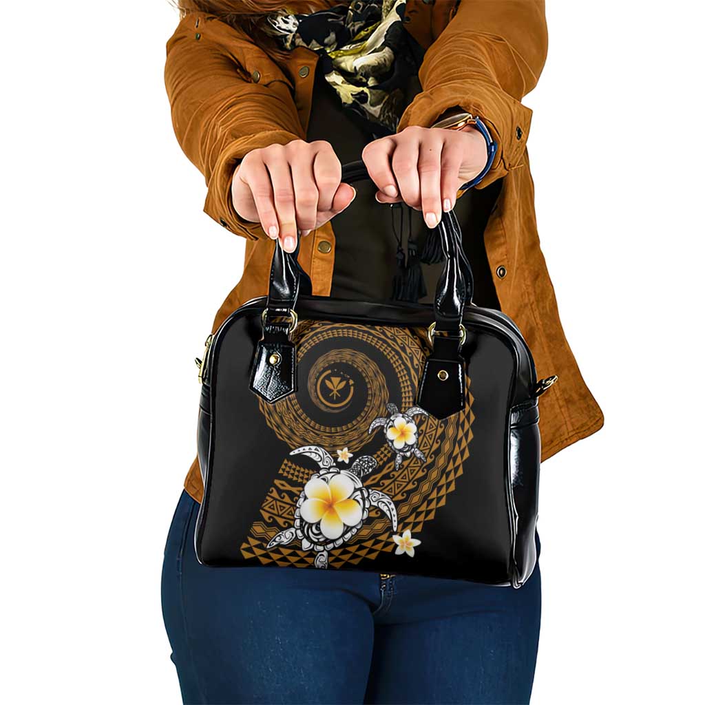 Hawaiian Plumeria Turtle Tribal Spiral Polynesian Tattoo Shoulder Handbag Gold Color LT03 One Size Gold - Polynesian Pride