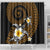 Hawaiian Plumeria Turtle Tribal Spiral Polynesian Tattoo Shower Curtain Gold Color