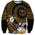 Hawaiian Plumeria Turtle Tribal Spiral Polynesian Tattoo Sweatshirt Gold Color
