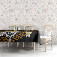 Hawaiian Plumeria Turtle Tribal Spiral Polynesian Tattoo Tablecloth Gold Color