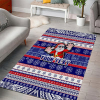 Custom American Samoa Christmas Area Rug Samoan Coat of Arms and Cool Santa Ornament Style LT03 - Polynesian Pride