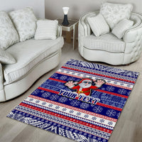 Custom American Samoa Christmas Area Rug Samoan Coat of Arms and Cool Santa Ornament Style LT03 - Polynesian Pride
