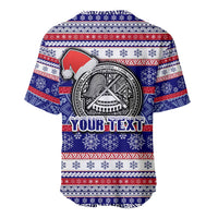 Custom American Samoa Christmas Baseball Jersey Samoan Coat of Arms and Cool Santa Ornament Style LT03 - Polynesian Pride