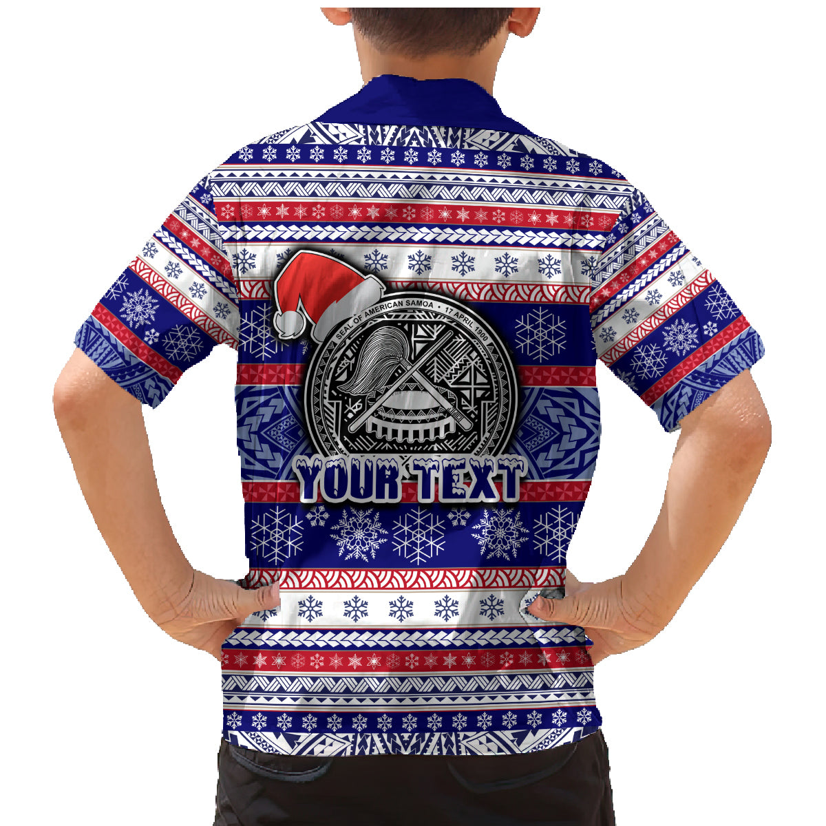 Custom American Samoa Christmas Family Matching Mermaid Dress and Hawaiian Shirt Samoan Coat of Arms and Cool Santa Ornament Style LT03 - Polynesian Pride