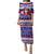 Custom American Samoa Christmas Puletasi Samoan Coat of Arms and Cool Santa Ornament Style LT03 Long Dress Blue - Polynesian Pride