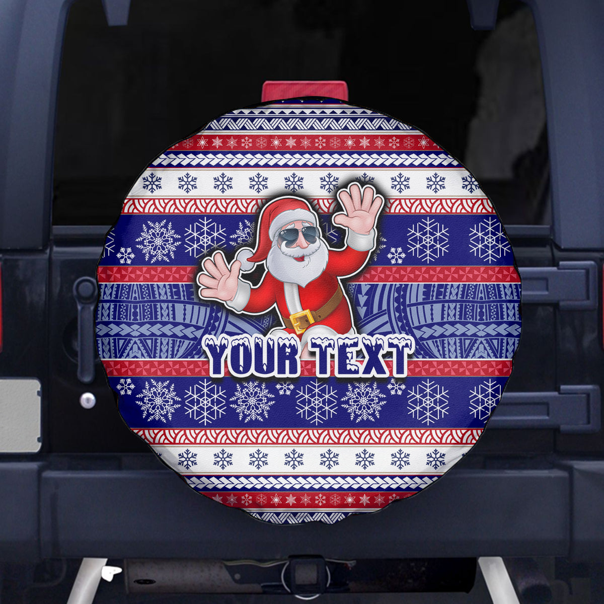 Custom American Samoa Christmas Spare Tire Cover Samoan Coat of Arms and Cool Santa Ornament Style LT03 - Polynesian Pride