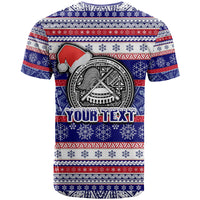 Custom American Samoa Christmas T Shirt Samoan Coat of Arms and Cool Santa Ornament Style LT03 - Polynesian Pride
