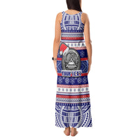 Custom American Samoa Christmas Tank Maxi Dress Samoan Coat of Arms and Cool Santa Ornament Style LT03 - Polynesian Pride