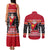 Papua New Guinea Christmas Couples Matching Tank Maxi Dress and Long Sleeve Button Shirts Santa With Flag Of PNG Polynesian Tribal Xmas Vibe LT03 - Polynesian Pride