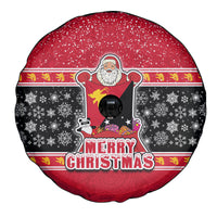 Papua New Guinea Christmas Spare Tire Cover Santa With Flag Of PNG Polynesian Tribal Xmas Vibe LT03 - Polynesian Pride