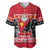 Custom Papua New Guinea Christmas Baseball Jersey Santa With Flag Of PNG Polynesian Tribal Xmas Vibe LT03 Red - Polynesian Pride