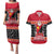 Custom Papua New Guinea Christmas Couples Matching Puletasi Dress and Hawaiian Shirt Santa With Flag Of PNG Polynesian Tribal Xmas Vibe LT03 Red - Polynesian Pride