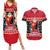 Custom Papua New Guinea Christmas Couples Matching Summer Maxi Dress and Hawaiian Shirt Santa With Flag Of PNG Polynesian Tribal Xmas Vibe LT03 Red - Polynesian Pride